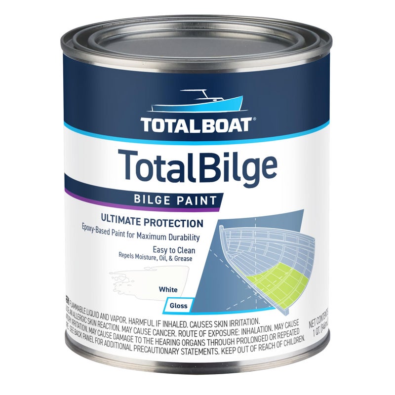 TotalBoat TotalBilge Epoxy Based Bilge Paint for Boat Bilges, Bulkheads, Engine Rooms and Locker Areas, White, 1 Quart (Pack of 1) - Image 1