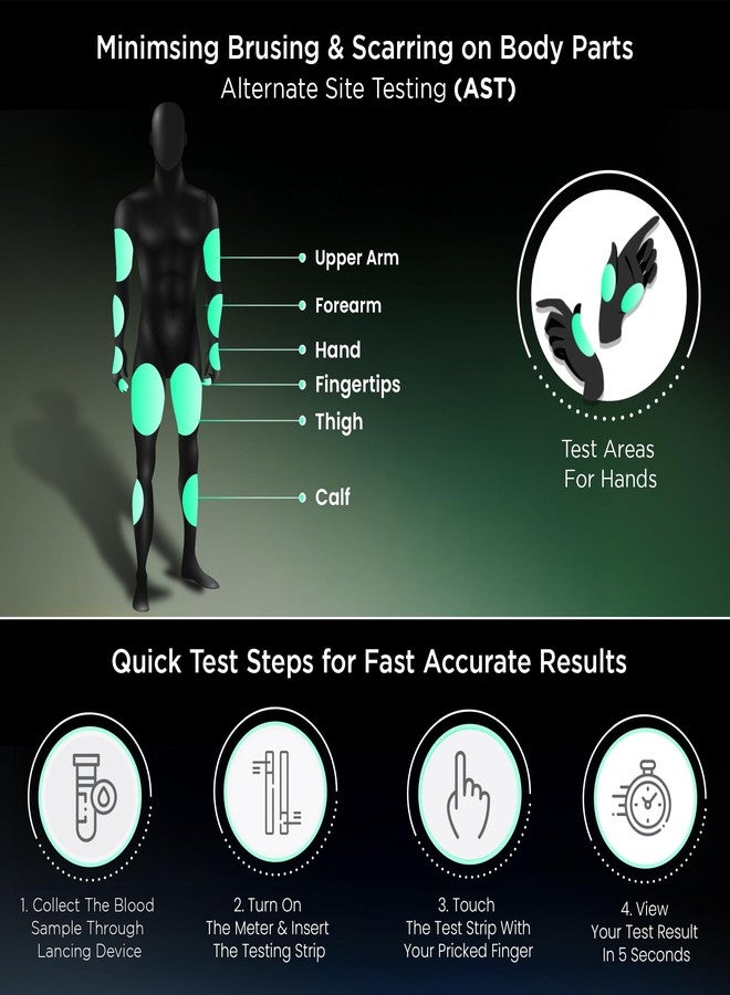 Dr Trust USA Gold Standard Blood Glucose Test Strips Plus Lancets - 50 Strips (Black) - Image 5