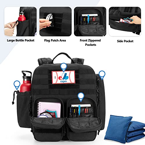DSLEAF Cornhole Backpack Holds 16-24 Cornhole Bags, Cornhole Patch Bag with Padded Shoulder Straps and Extra Pockets for Tossing Games (Patent Design) - Image 3