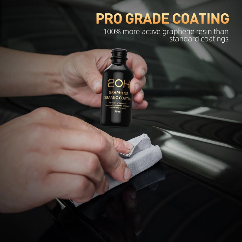 DRONAR 20H Advanced Graphene Ceramic Coating for Cars (70ml) - Car Detailing Kit, 10+ Years of Long Lasting Protection, Apply After Car Wash & Paint Correction, Ultra High Gloss - Image 2