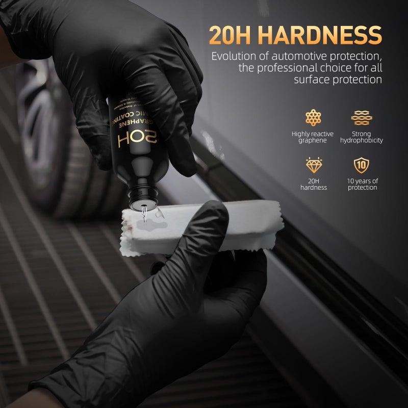 DRONAR 20H Advanced Graphene Ceramic Coating for Cars (70ml) - Car Detailing Kit, 10+ Years of Long Lasting Protection, Apply After Car Wash & Paint Correction, Ultra High Gloss - Image 4