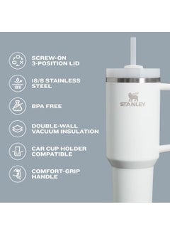 Stanley Stanley Quencher H2.0 FlowState Stainless Steel Vacuum Insulated Tumbler with Lid and Straw for Water, Iced Tea or Coffee, Smoothie and More, Cream , 40 oz  - Image 4