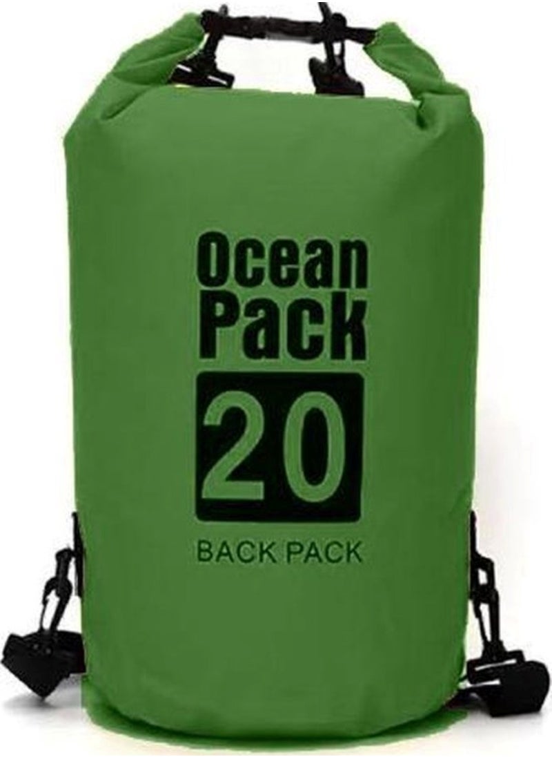 Huitich 20L Army Green Double-Strap Waterproof Outdoor Sport PVC Bag  - Image 1