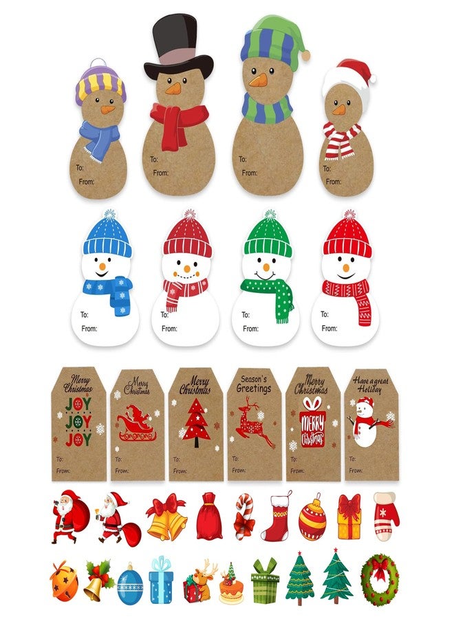 NDakter 500PCS Christmas Gift Tags Stickers, Self-Adhesive Christmas Name Tags, Christmas Labels for Presents, Holiday Cute Kraft Xmas Kids Stickers for Gifts Boxes, Wrapping Paper，Envelope，Cards, Letters - Image 1
