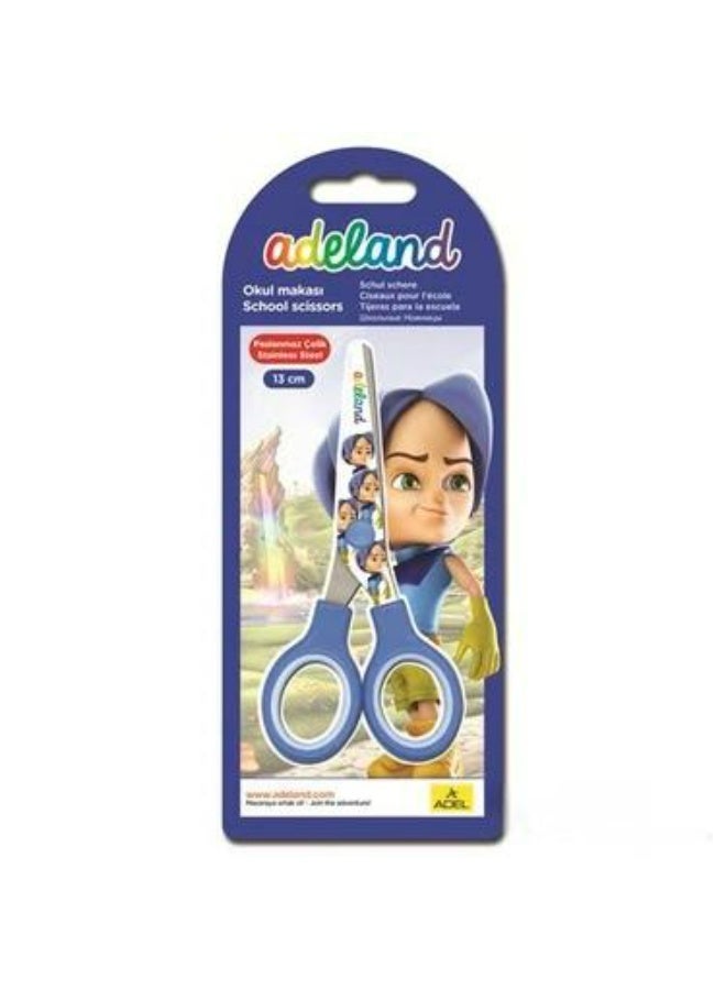 Adeland 13cm Children's School Scissors with Colorful Graphic Design, Safe for Crafts and Office Work - Image 1