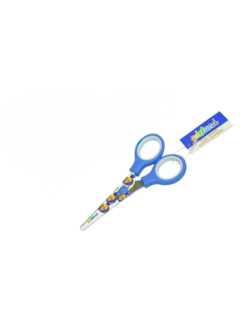 Adeland 13cm Children's School Scissors with Colorful Graphic Design, Safe for Crafts and Office Work - Image 2