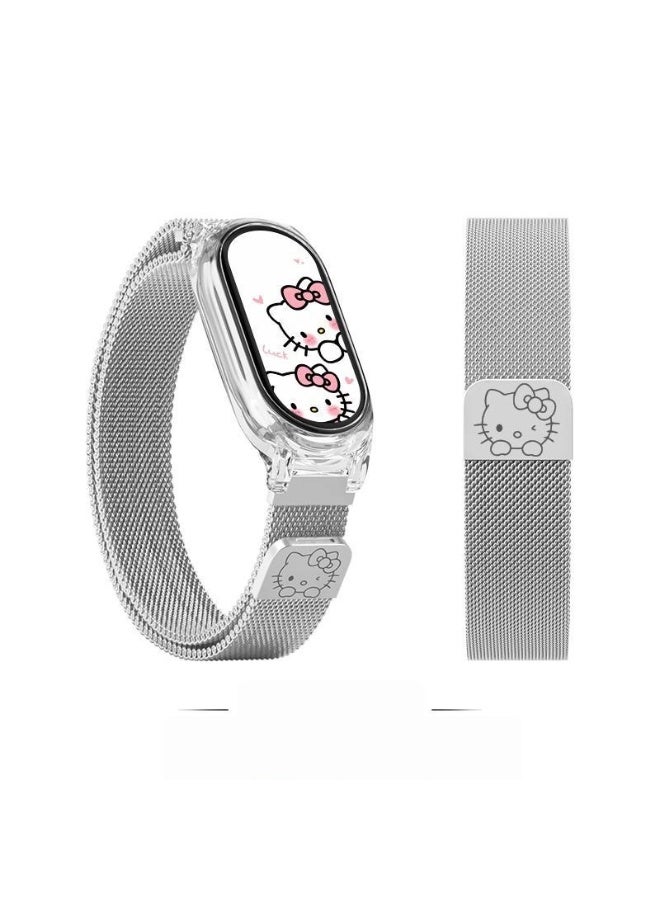 هالو كيتي مرحبا كيتي المطبوعة حزام ساعة معدنية متوافق مع شاومي باند 10 و نفك الإصدار العالمي - Image 3