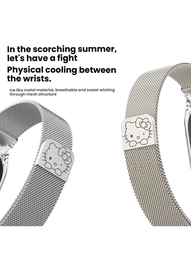 هالو كيتي مرحبا كيتي المطبوعة حزام ساعة معدنية متوافق مع شاومي باند 10 و نفك الإصدار العالمي - Image 4