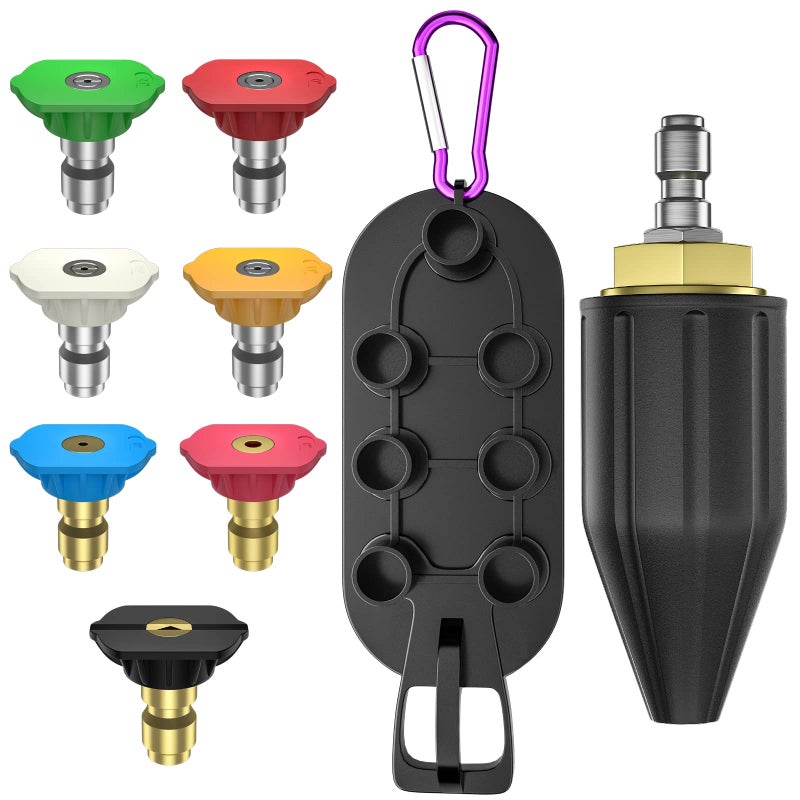 POHIR Turbo Nozzle 4000 PSI, 9 Pack Pressure Washer Spray Tips Full Set Including Rotating Turbo 4.0 Orifice and Tips Set with Holder - Image 1