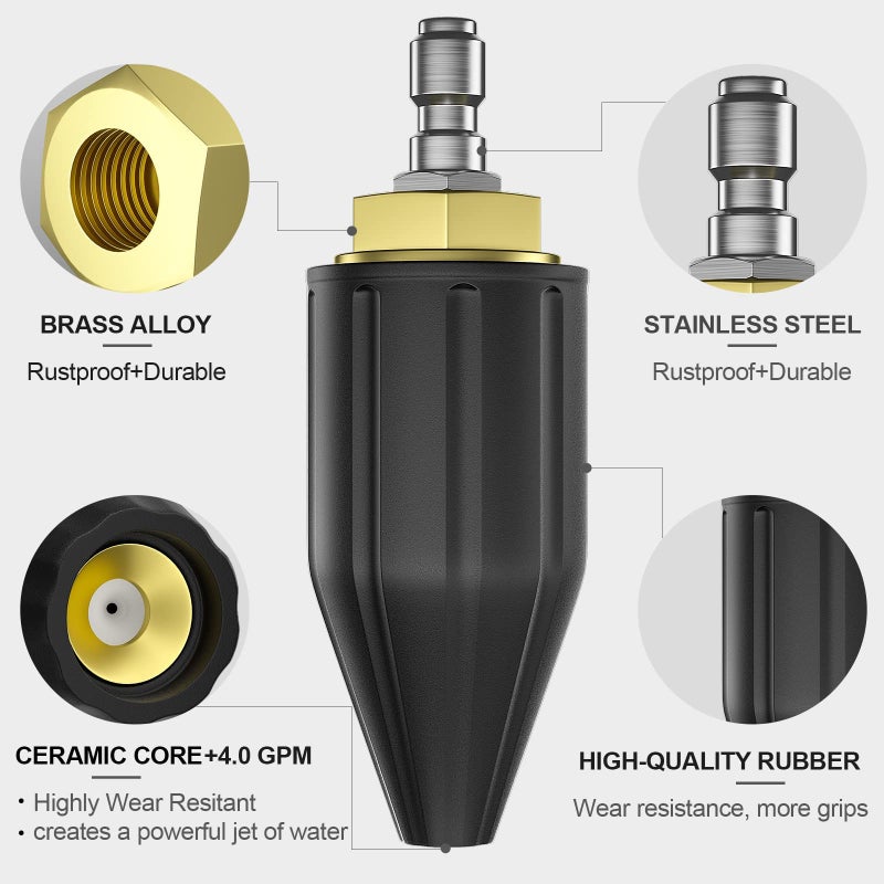 POHIR Turbo Nozzle 4000 PSI, 9 Pack Pressure Washer Spray Tips Full Set Including Rotating Turbo 4.0 Orifice and Tips Set with Holder - Image 2