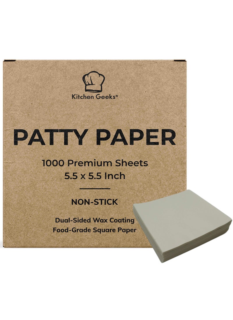 Kitchen Geeks Kitchen Geeks Hamburger Patty Paper  1000 Wax Paper 55 x 55 Inch Square Sheets For Burger Press Maker Patties Baking Candy 