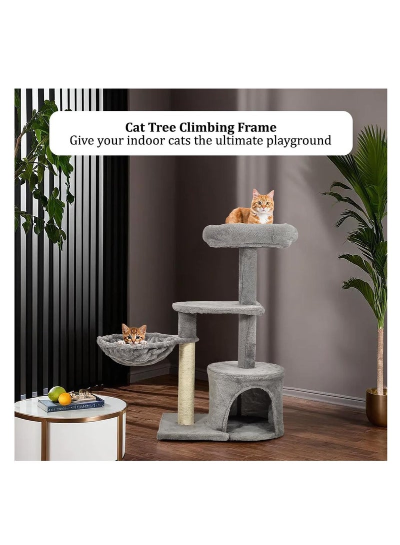 أن ان سي بيتس مركز أنشطة شجرة القطط مع مجثم مبطن، أرجوحة مريحة، عمود خدش من السيزال، ومساحة واسعة للقطط، برج تسلق متين للقطط الداخلية، سهل التجميع 84 سم (رمادي) - Image 5