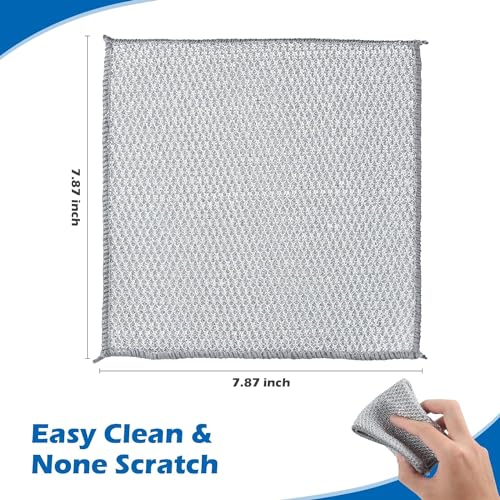 DALUCI 3 Pcs Non-Scratch Steel Wire Dishwashing Cloth | Heavy-Duty Scrubber for Utensils & Kitchen Cleaning | Reusable & Durable Cleaning Cloth for Dishes, Sink & Countertops (Pack of 3) - Image 2