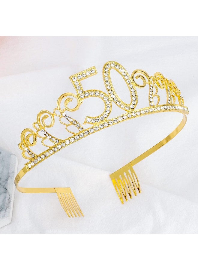 CIEHER 50th Birthday Crown + Sash Set, Fabulous Birthday Gifts for Women, Mom's Party Favor Supplies - Image 3