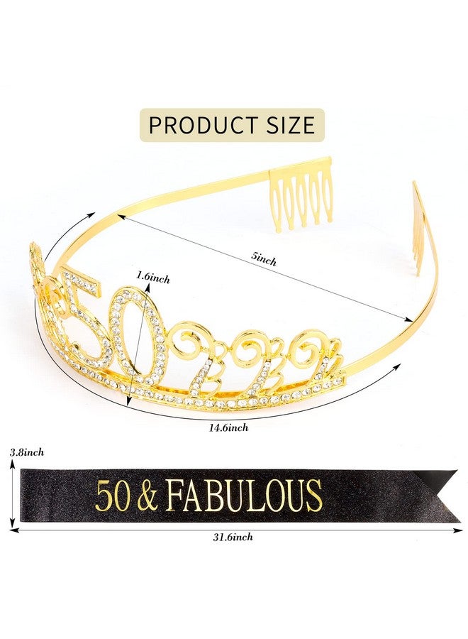 CIEHER 50th Birthday Crown + Sash Set, Fabulous Birthday Gifts for Women, Mom's Party Favor Supplies - Image 4