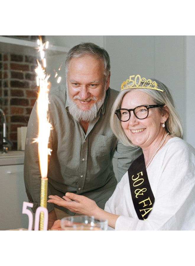 CIEHER 50th Birthday Crown + Sash Set, Fabulous Birthday Gifts for Women, Mom's Party Favor Supplies - Image 5