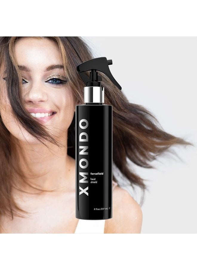 XMONDO Hair Forcefield Heat Shield - Vegan Formula with Pro-Vitamin B5 to Shield From Heat up to 500 degrees F, Reduce Drying Time, and Add Light Hold, 8 Fl Oz 1-Pack  - Image 4