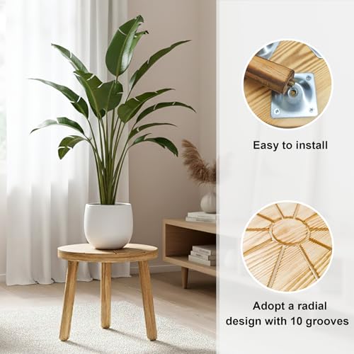Delma Wood Plant Stands Indoor 5Pack Single Plant Stand for 612 Inch Pots MidCentury Modern Plant Stool Tall Plant Stand for Large Plants for Living Room Balcony Office Light Brown 5Pack - Image 3