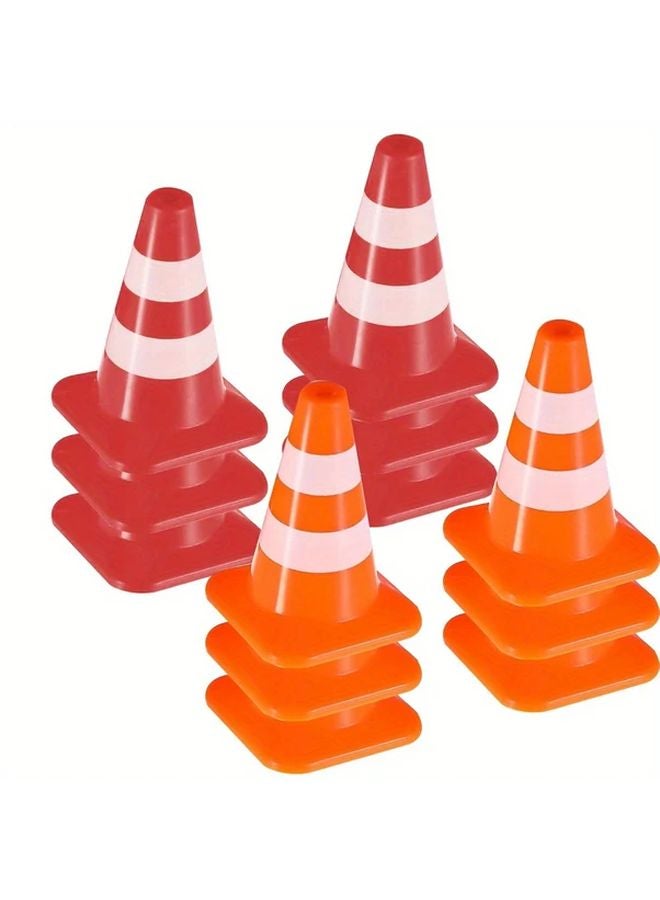 8Pcs Mini Traffic Cones Bright Orange White Stripes Durable ABS Plastic - Image 3