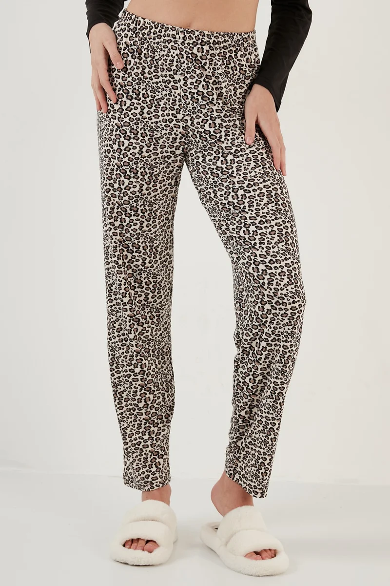 Lela Patterned Elastic Waist Long Sleeve Shirt Collar Woven Pajama Set Women's Pajama Set 6097520