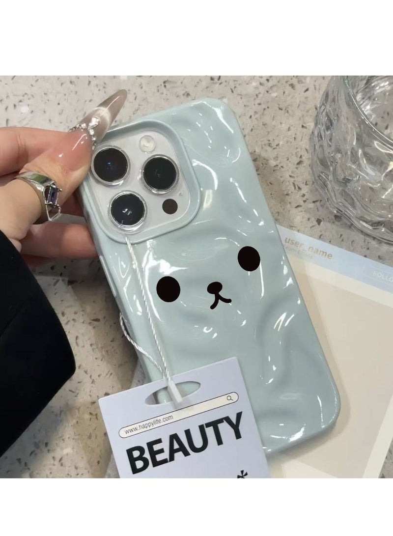 NIBEMINENT Easy Bear Emoji Protective TPU Case Cover For iPhone 14, Blue