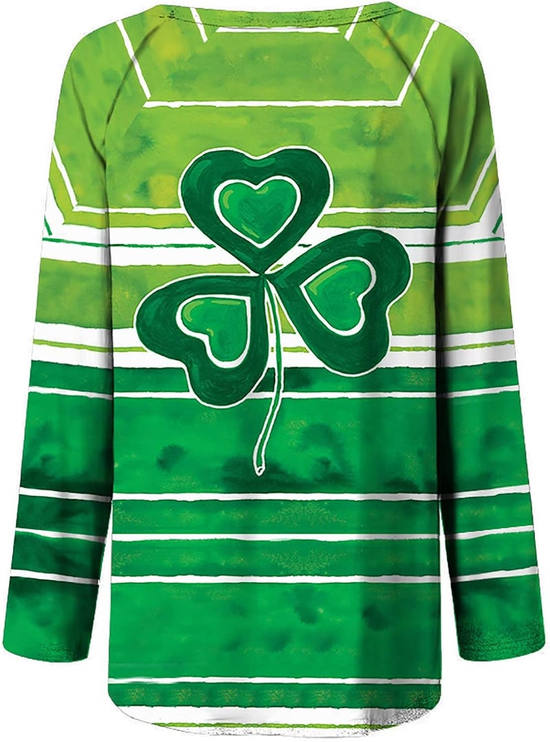 cheekyglo St Patricks Day Sweatshirts for Women Loose Long Sleeve Shirts Shamrock Print Blouse Saint Patricks Day Pullover Tops - Image 5