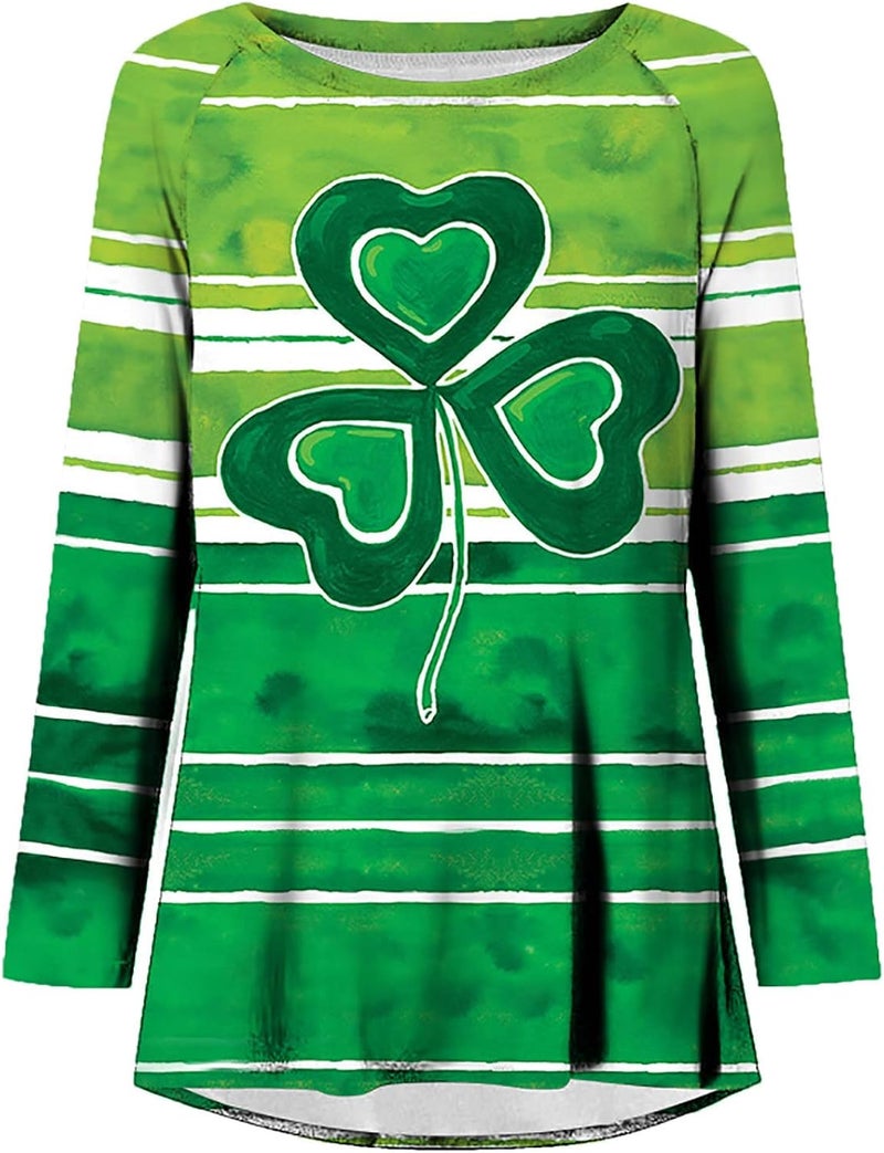 cheekyglo St Patricks Day Sweatshirts for Women Loose Long Sleeve Shirts Shamrock Print Blouse Saint Patricks Day Pullover Tops - Image 4