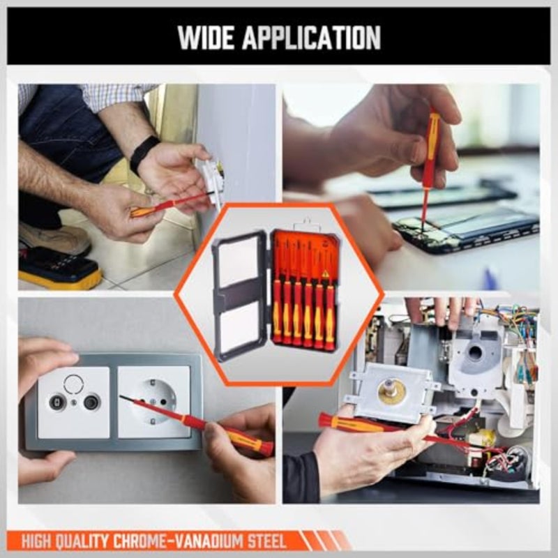 Joyzzz Mini Insulated Screwdriver Set, 1000V 6 PCS Hand Tool Kit with Magnetic Tips, Portable Slotted and Phillips Bits for Electricians, Professional Screwdrivers for Electrical Repairs - Image 5