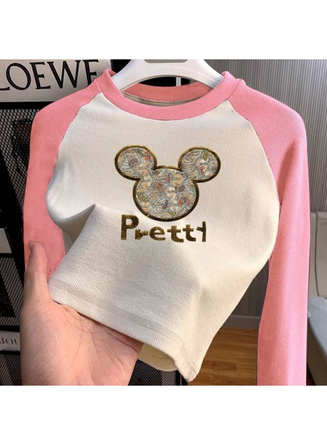 Maillard Style Double-sided German Fleece Kids Round Neck Base Layer Shirt Boys And Girls Winter Color-block Long Sleeve Warm Top