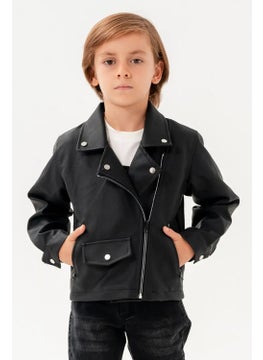 Gold Class Kidswear Double Pocket Zippered Lined Boy's Leather Jacket  - Image 1