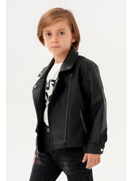 Gold Class Kidswear Double Pocket Zippered Lined Boy's Leather Jacket  - Image 3