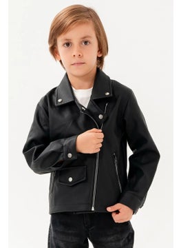 Gold Class Kidswear Double Pocket Zippered Lined Boy's Leather Jacket  - Image 5