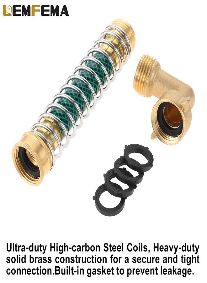 Lemfema Garden Hose 90 Degree Solid Brass Hose Elbow Connector and Garden Hose Extension Adapter with Coil Spring + Extra 4 Pressure Washers - Image 3