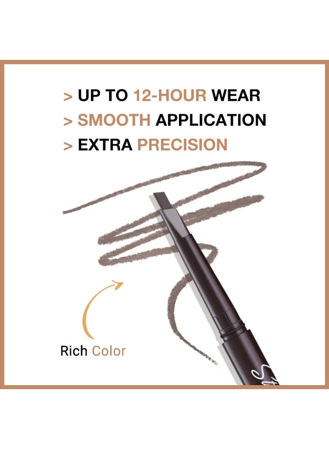 Myonly 2PCS MYONLY Ladies' Eyebrow Pencil, Maiouli 3D Multi-Effect Double-Ended Triangle and Straight Brow Pencil for Beginners, Smudge-Resistant Makeup Pencil, 03# Medium Brown And 01#Black - Image 2