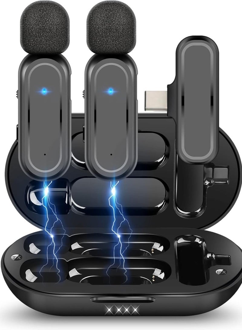 Wireless Lavalier Microphone for USB C Smartphones | iPhone 15 and Android Devices | Plug and Play Mini Mic with Charging Case for YouTube TikTok Live Streaming Gaming (USB-C Port) - Image 1
