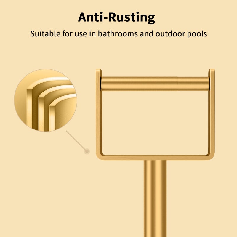 YUMORE Toilet Paper Holder Free Standing, Stainless Steel Toilet Paper Stand, Weighted Base Floor Tissue Roll Holder for Bathroom,Gold 200UP - Image 5