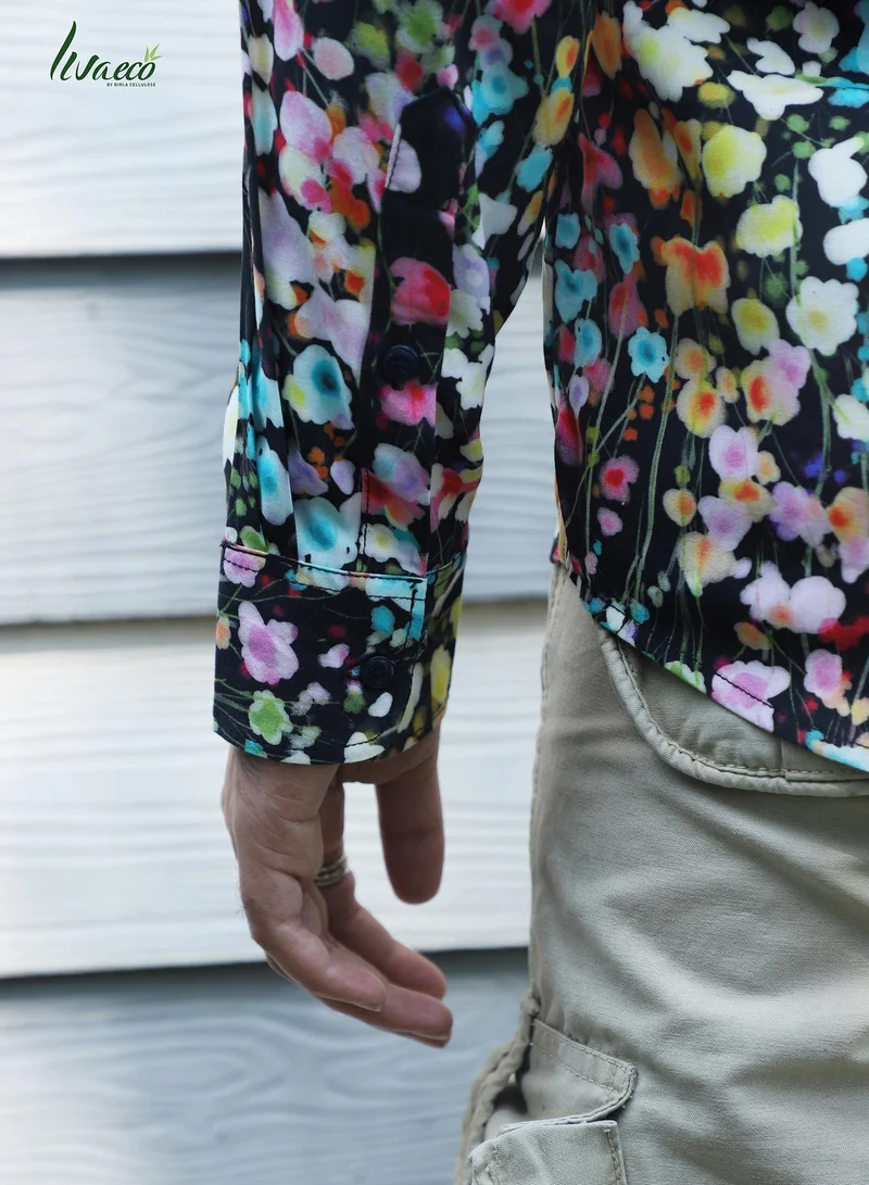 Campus Sutra Men's EcoLiva Multicolour Botanical Cluster Shirt