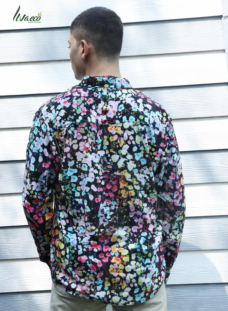 Campus Sutra Men's EcoLiva Multicolour Botanical Cluster Shirt