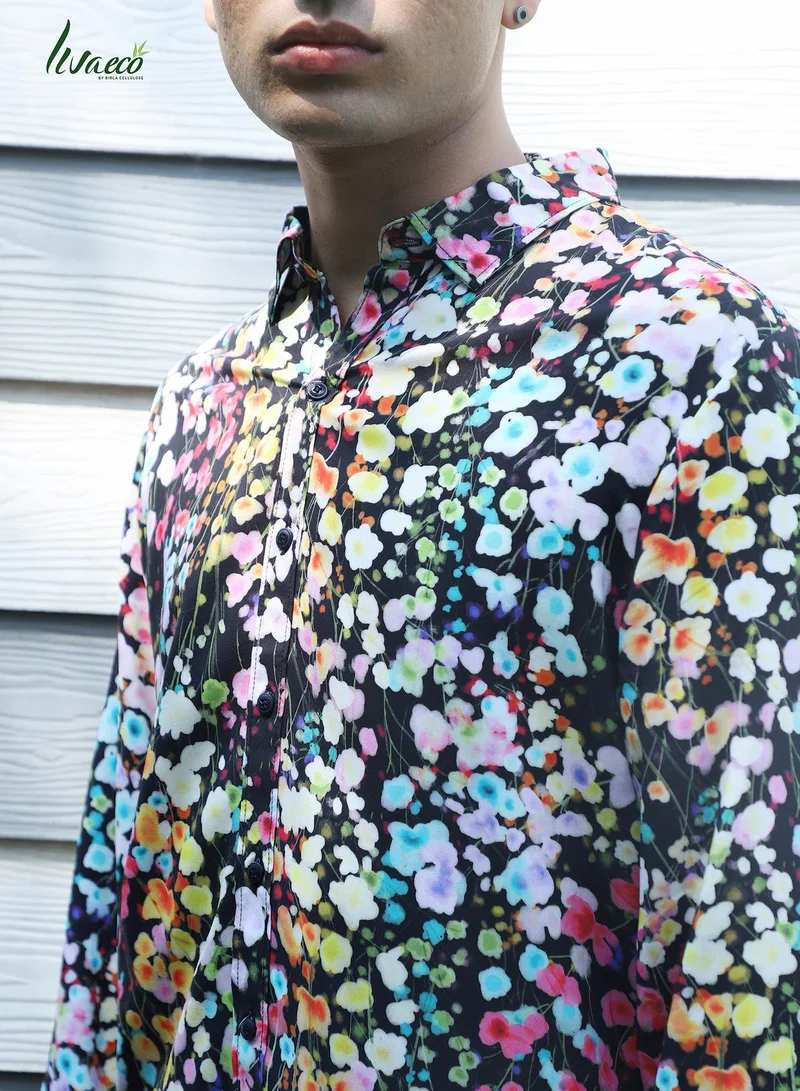 Campus Sutra Men's EcoLiva Multicolour Botanical Cluster Shirt