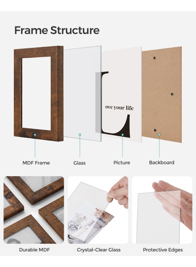 SONGMICS 4x6 Collage Picture Frames, 12-Pack Photo Collage Frame for Wall Decor, Glass Front, Assembly Required, Rustic Brown - Image 3