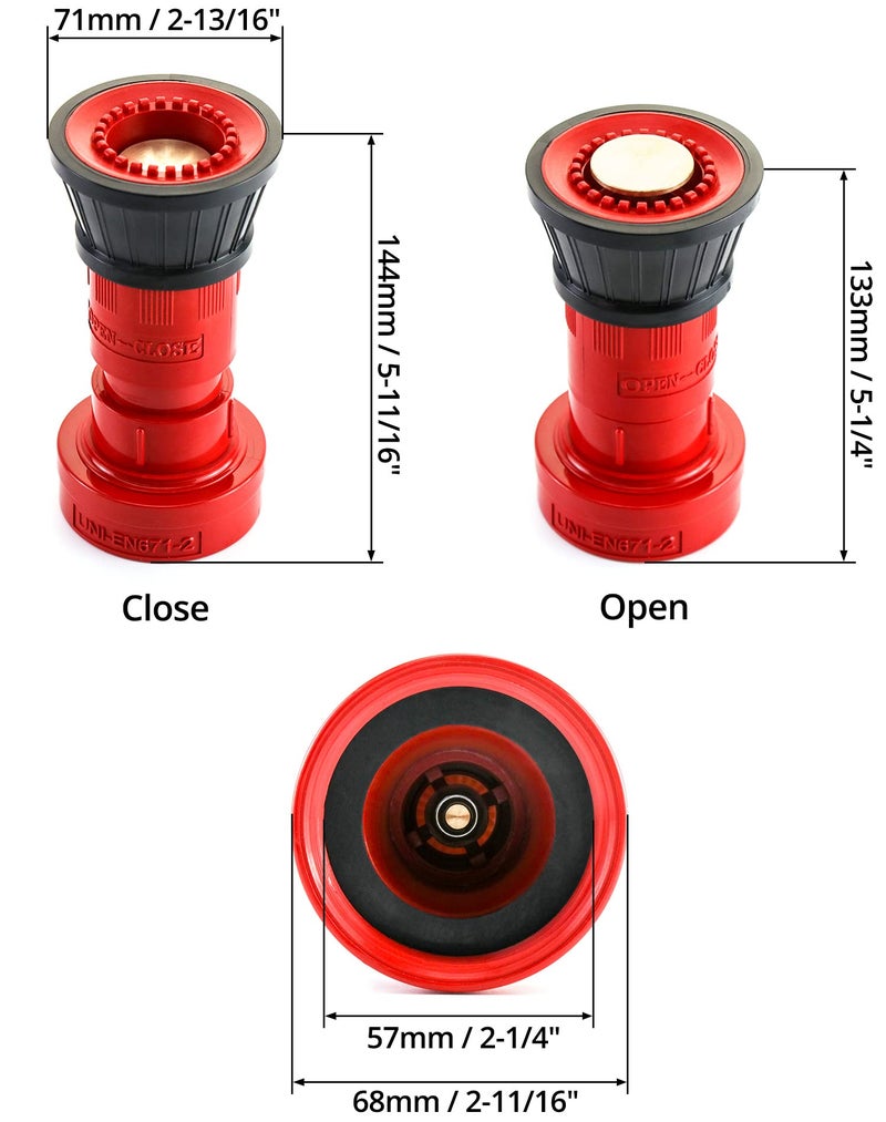 QWORK Fire Hose Nozzle, 2" Heavy Duty NPSH/NPT Thermoplastic Constant Flow Fog Nozzle, Fire Equipment, 2 Pack - Image 5