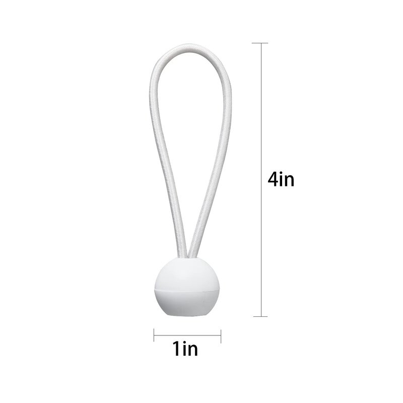 HSTECH 16 Pack Bungee Balls Cords  White Ball Bungee Heavy Duty Heavyweight 4 in Tarp Bungee Cords  Weather Resistant Tie Down Strap Diameter 4mm for Canopy  Tarp  Camping  Straps  Tent  Poles and Wires - Image 2