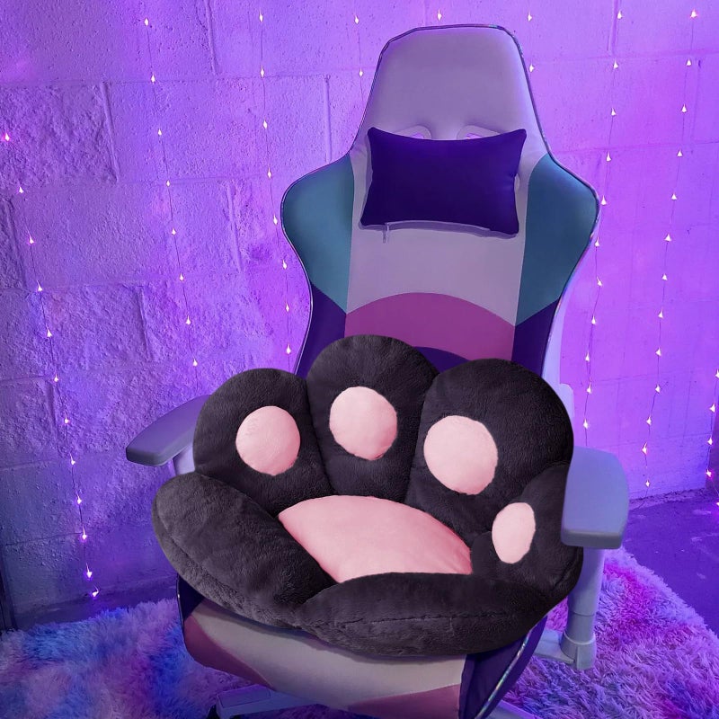 Ditucu Cat Paw Cushion Kawaii Chair Cushions 31.4 x 27.5 inch Cute Stuff Seat Pad Comfy Lazy Sofa Office Floor Pillow for Gaming Chairs Room Decor Black - Image 4