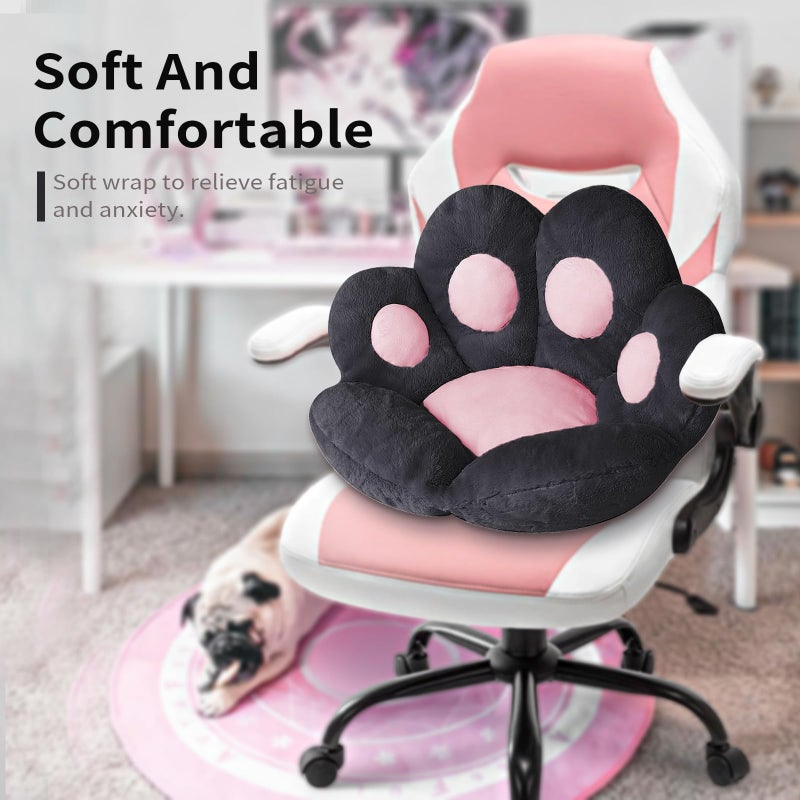Ditucu Cat Paw Cushion Kawaii Chair Cushions 31.4 x 27.5 inch Cute Stuff Seat Pad Comfy Lazy Sofa Office Floor Pillow for Gaming Chairs Room Decor Black - Image 2