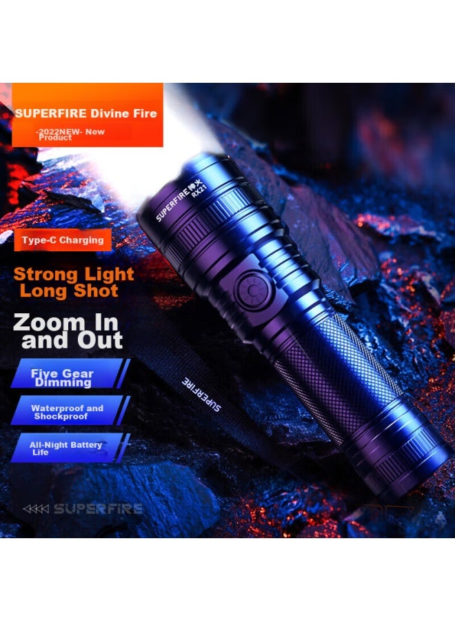 Supfire Rx21 High-intensity Flashlight With Zoom, Ultra-bright Long-range Beam, Long Battery Life, For Outdoor Survival, Military, Outdoor Cycling, And Home Use - Image 1