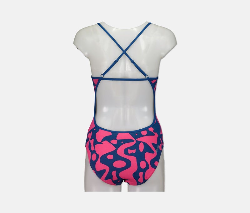 arena Women Arlequim Accelerate Back Swimwear, Pink and Blue  - Image 2