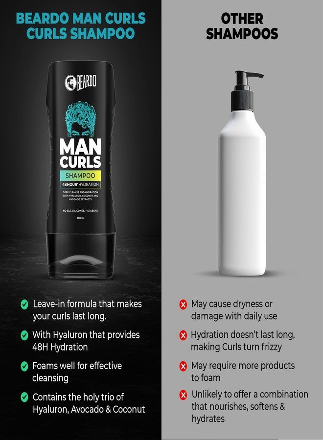 Beardo Man Curls Shampoo for Frizzy, Dry, Wavy & Curly Hair | Moisturizing Gentle Cleanser | Infused with Hyaluron, Avocado & Coconut | Sulphate, Silicone & Parabens Free | 200ml - Image 5