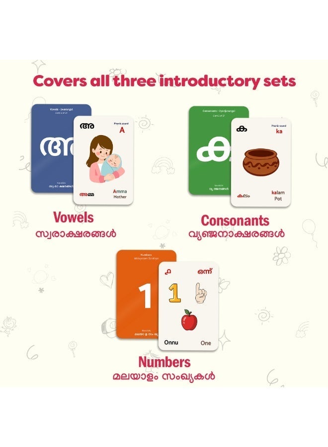 Malayalam Flash Cards for Kids 1.5+ Years – 61 Premium Laminated A6 Cards | Vowels, Consonants & Numbers 1–10 | Malayalam Educational Learning Kit for Kids - Image 2