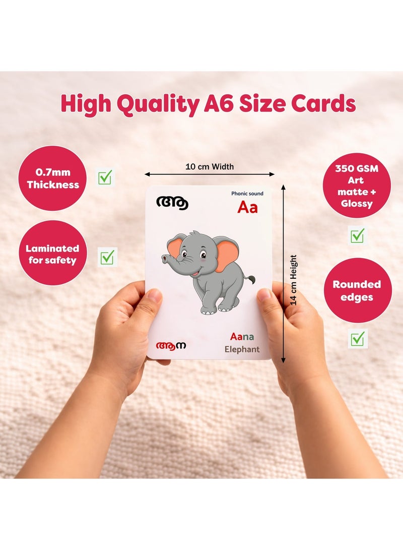 Malayalam Flash Cards for Kids 1.5+ Years – 61 Premium Laminated A6 Cards | Vowels, Consonants & Numbers 1–10 | Malayalam Educational Learning Kit for Kids - Image 3