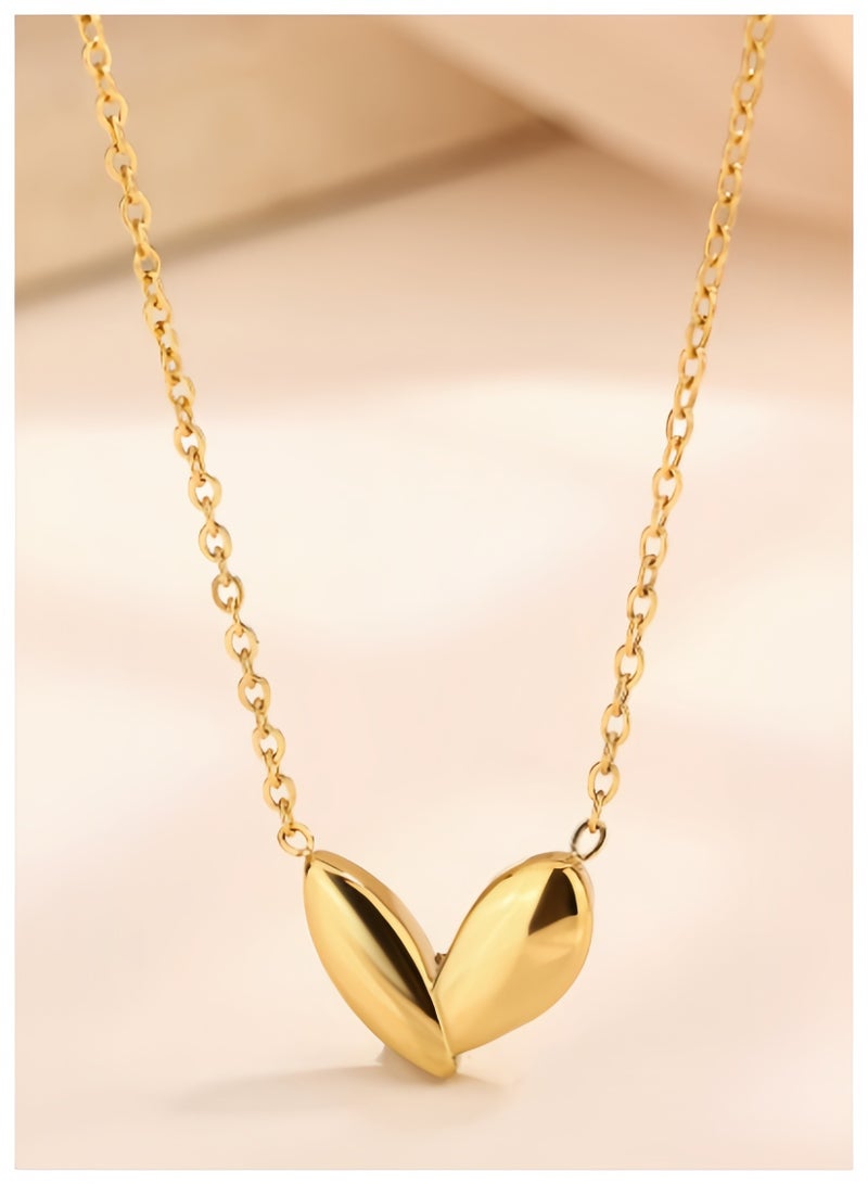 14K Gold Women's Necklace Simple Heart Shaped Clavicle Chain Niche Jewelry Exquisite Pendant for Women Girls Jewelry - Image 4